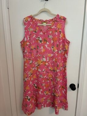 Sigrid Olsen 100% Linen floral summer dress size 18